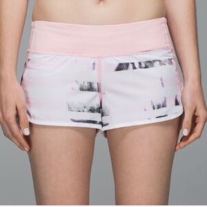 Lululemon RARE Women Sunset Stripe Blush Quartz White Pink Run Speed Shorts 4